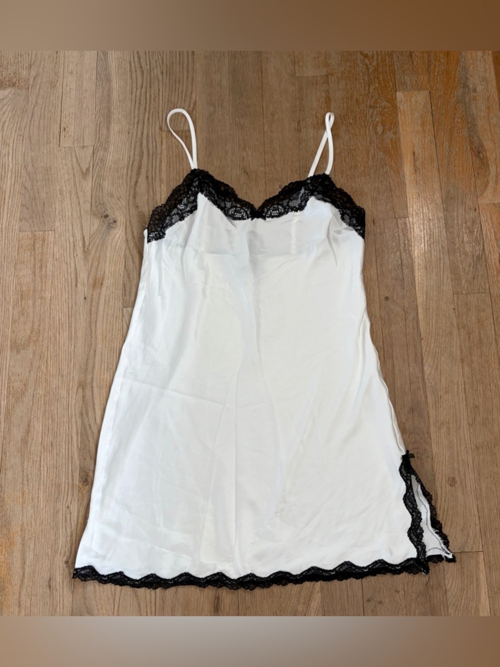 Victoria’s Secret White Mini Slip Dress S Silk Lace Trim